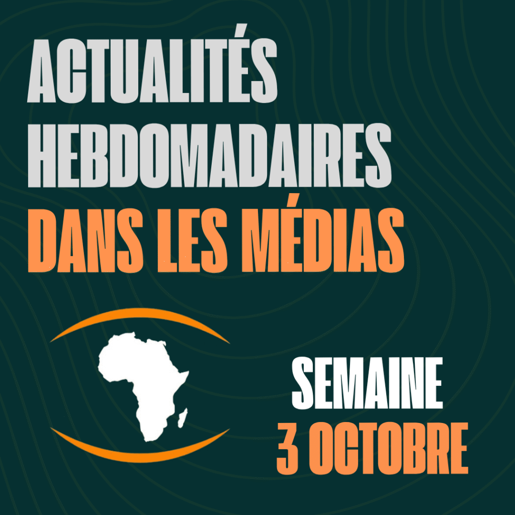 Actualités de la semaine du 3 Octobre